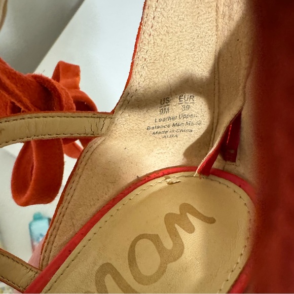 Sam Edelman Alba Red Suede Leather Strappy Caged Open Toe High Heel Sandals 9 - Picture 12 of 13